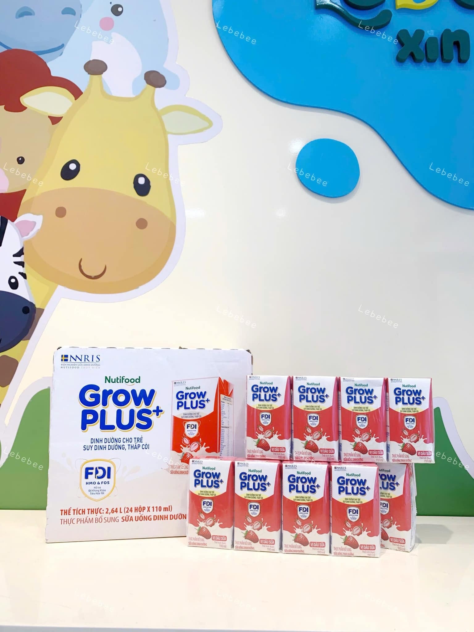 Sữa dinh dưỡng công thức GrowPLUS+ Bạc cho bé từ 1 tuổi - 1 thùng 24 HỘP 110ML -VỊ DÂU