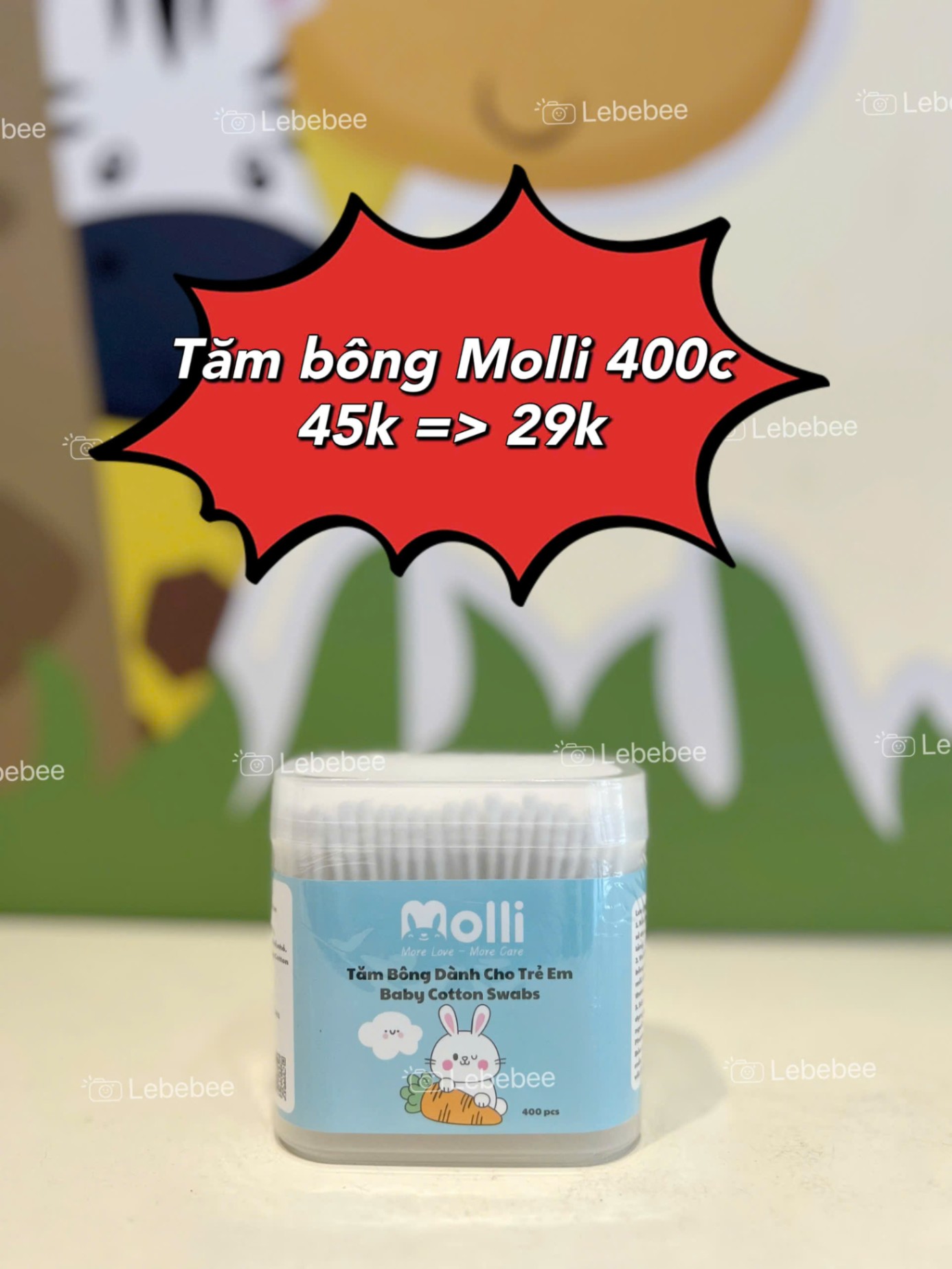Molli - Tăm bông cho bé 400 chiếc/Hộp