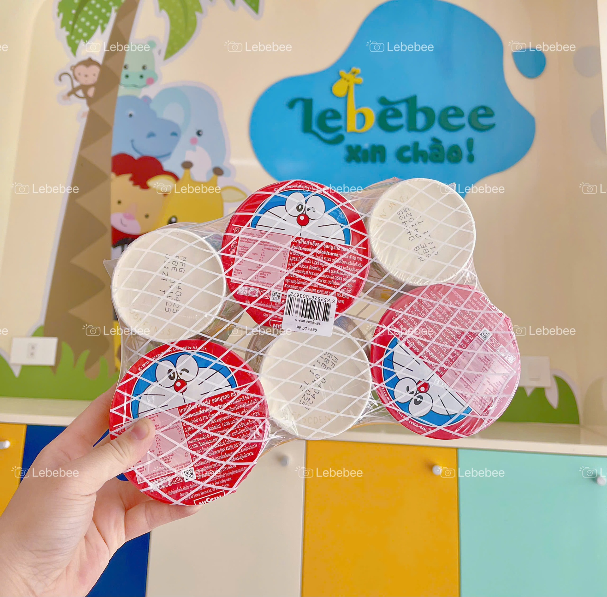 Mỳ cốc Doraemon Thái Lan (lốc 6 hộp) vị thịt heo- màu đỏ