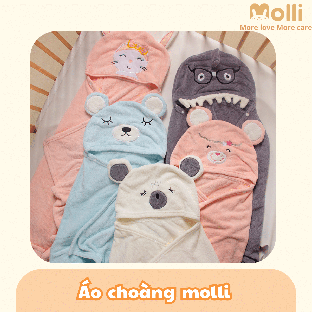 Molli - Áo choàng tắm có mũ cho bé ( hình ngẫu nhiên )