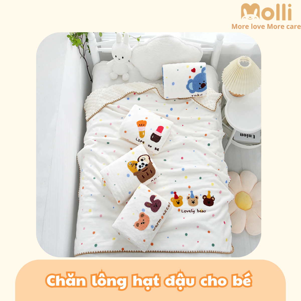 Molli - Chăn lông hạt đậu cho bé ( hình ngẫu nhiên )
