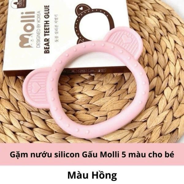 Molli - Gặm nướu hình mặt gấu màu hồng ( pink )