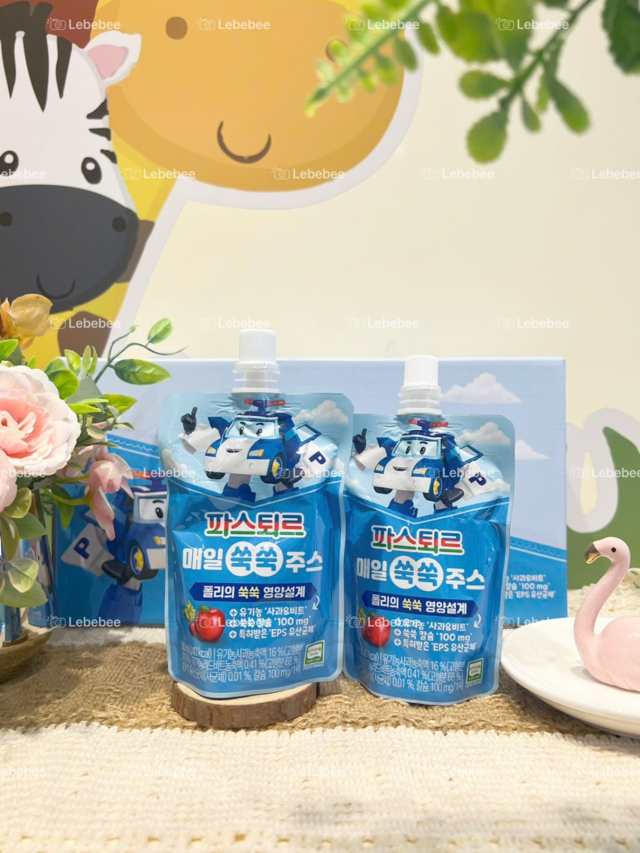 Nước ép hoa quả hữu cơ Lê & Hoa Chuông Lotte cho bé từ 12 tháng tuổi MÀU XANH DA TRỜI - 1 hộp 10 gói