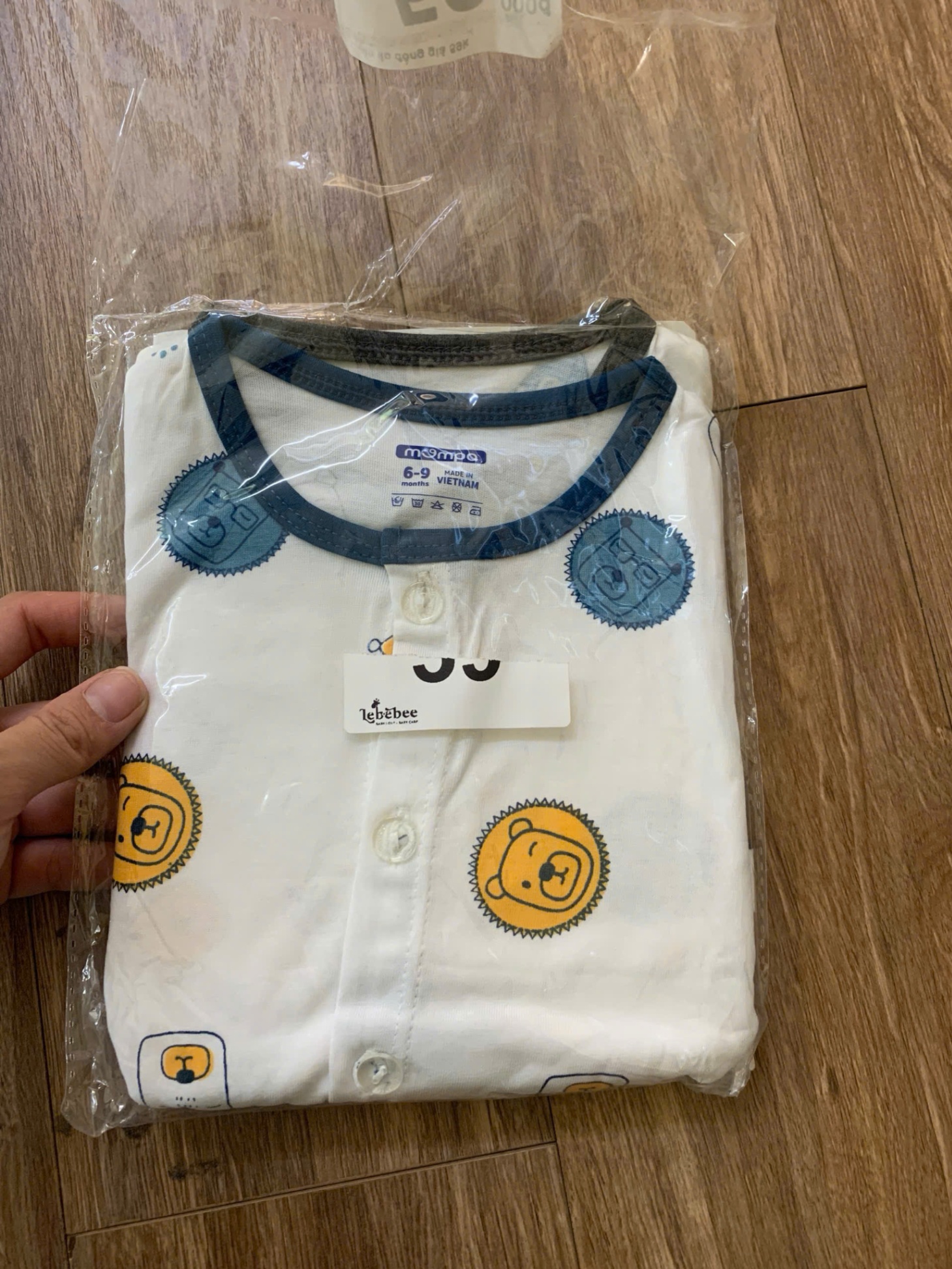 Mompa - Sét 2 áo dài tay cúc giữa size 3-6M - 99K