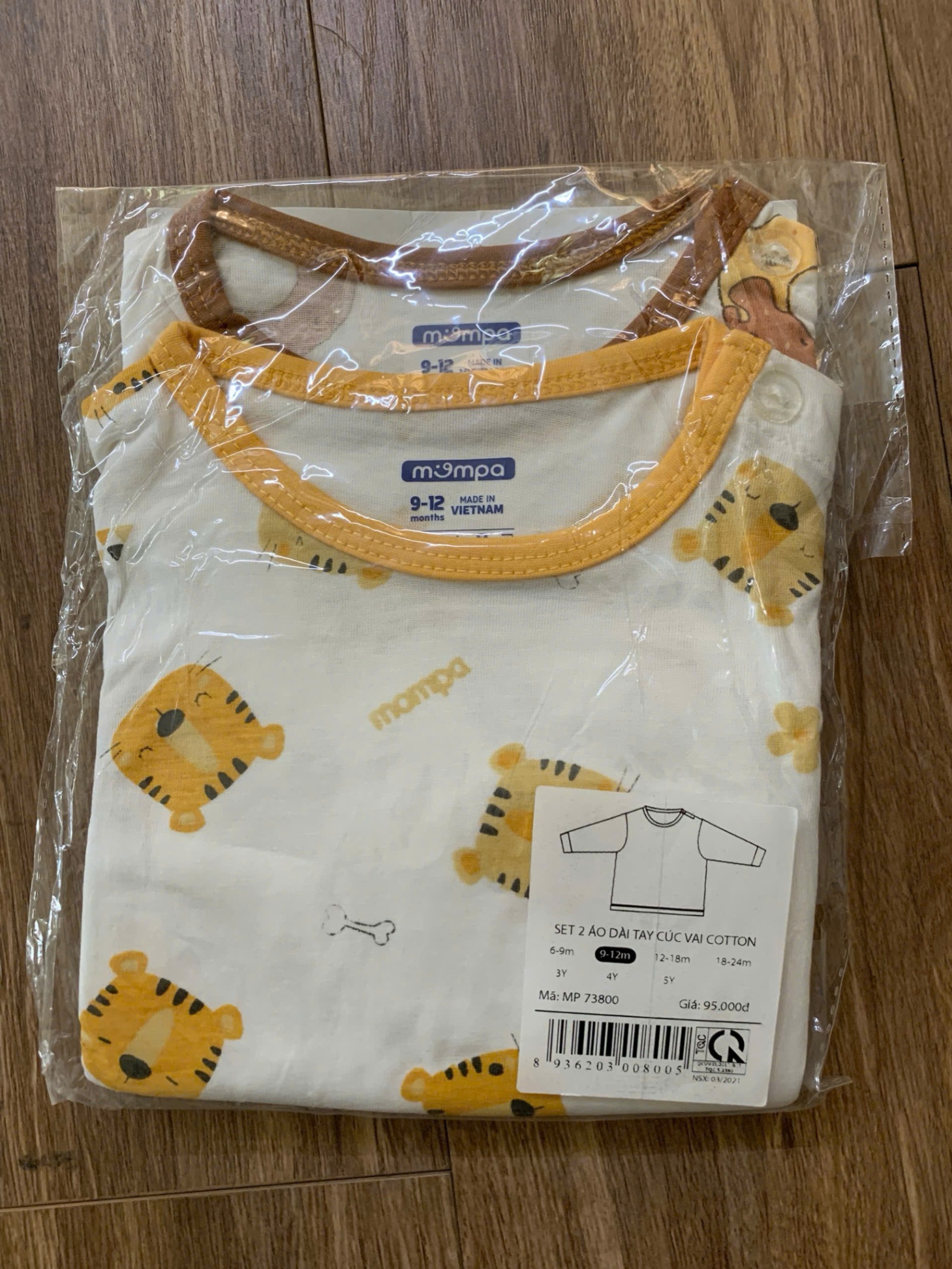 Mompa - sét 2 áo dài cúc vai sz 6-9M-95k