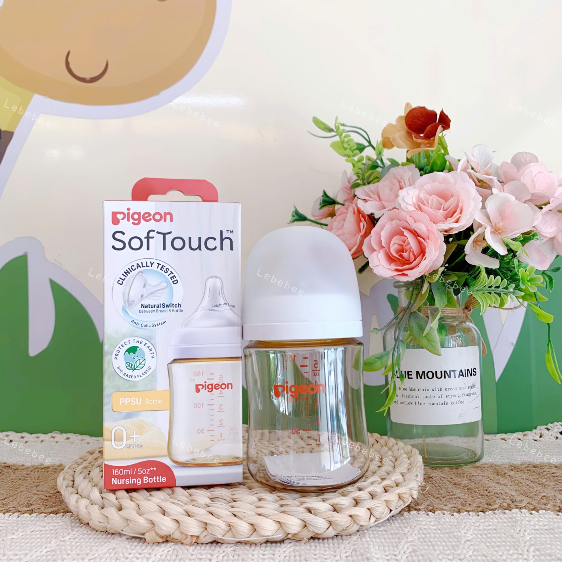 Bình sữa PPSU Softouch baby-friendly world pigeon 160ml