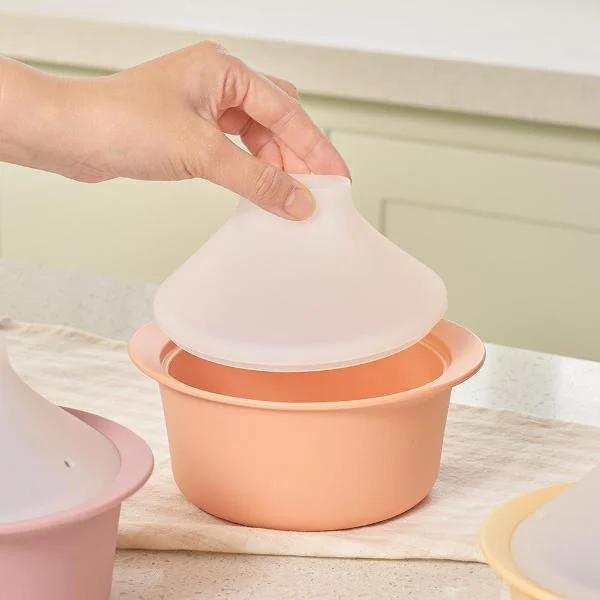 nồi hấp thức ăn trẻ em moyuum premium silicone terracotta màu đỏ