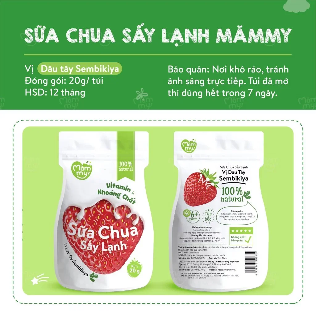 Sữa chua sấy vị dâu Sembikiya Mămmy (20g)