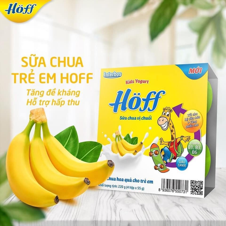 Sữa Chua Chuối Hoff vỉ 4 hộp x 55g