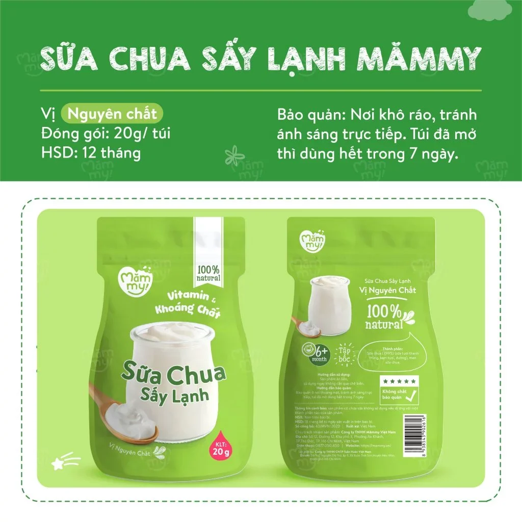 Sữa chua sấy vị nguyên chất Mămmy túi xanh (20g)