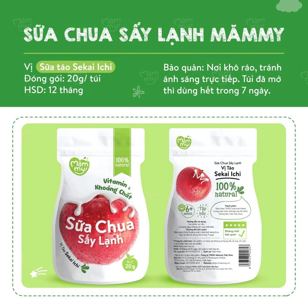 Sữa chua sấy vị táo Sekai Ichi Mămmy (20g)