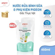 Nước rửa bình sữa và phụ kiện pigeon gốc thực vật 450ml ( dạng túi )