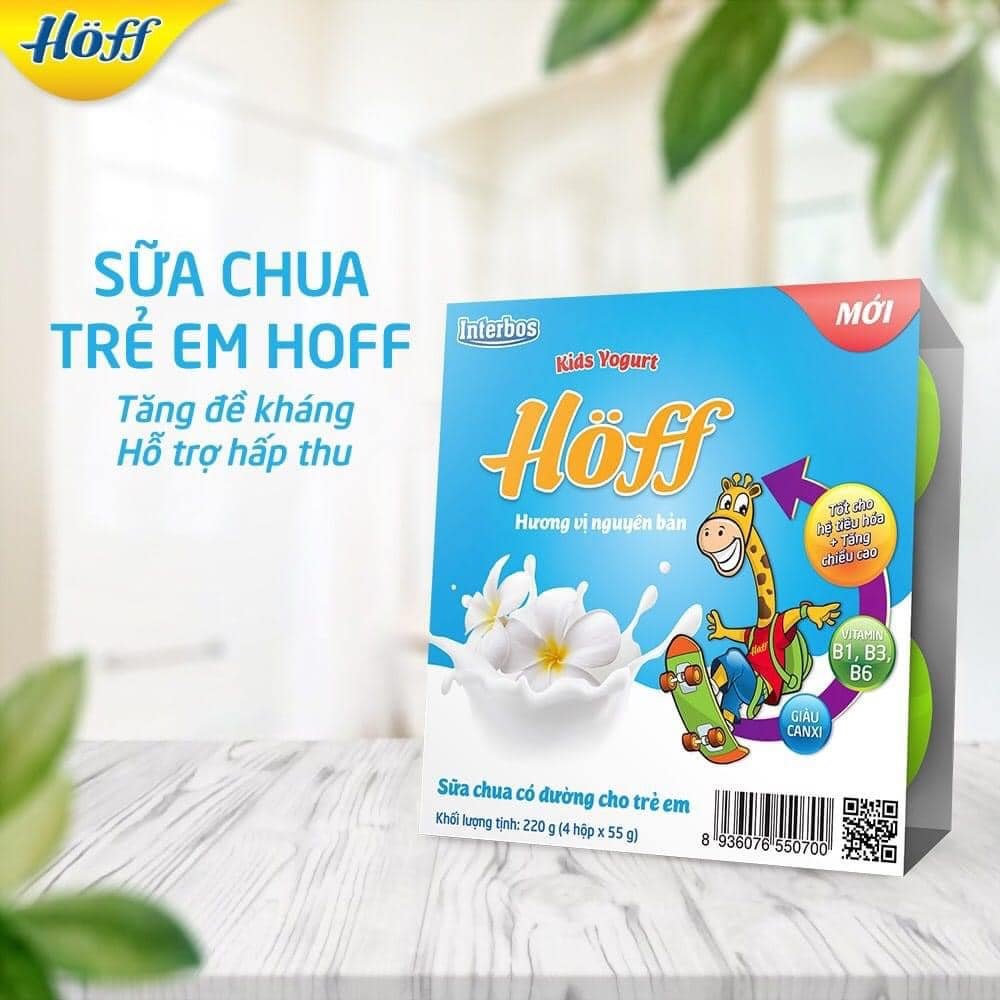 Sữa Chua Nguyên bản Hoff vỉ 4 hộp x 55g
