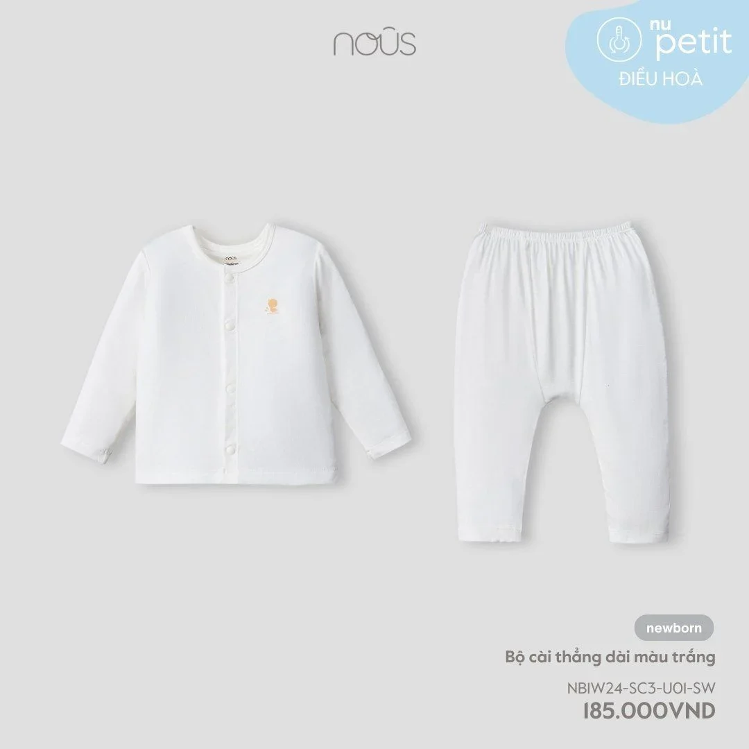NOUS - Bộ cài thẳng dài màu trắng NB
