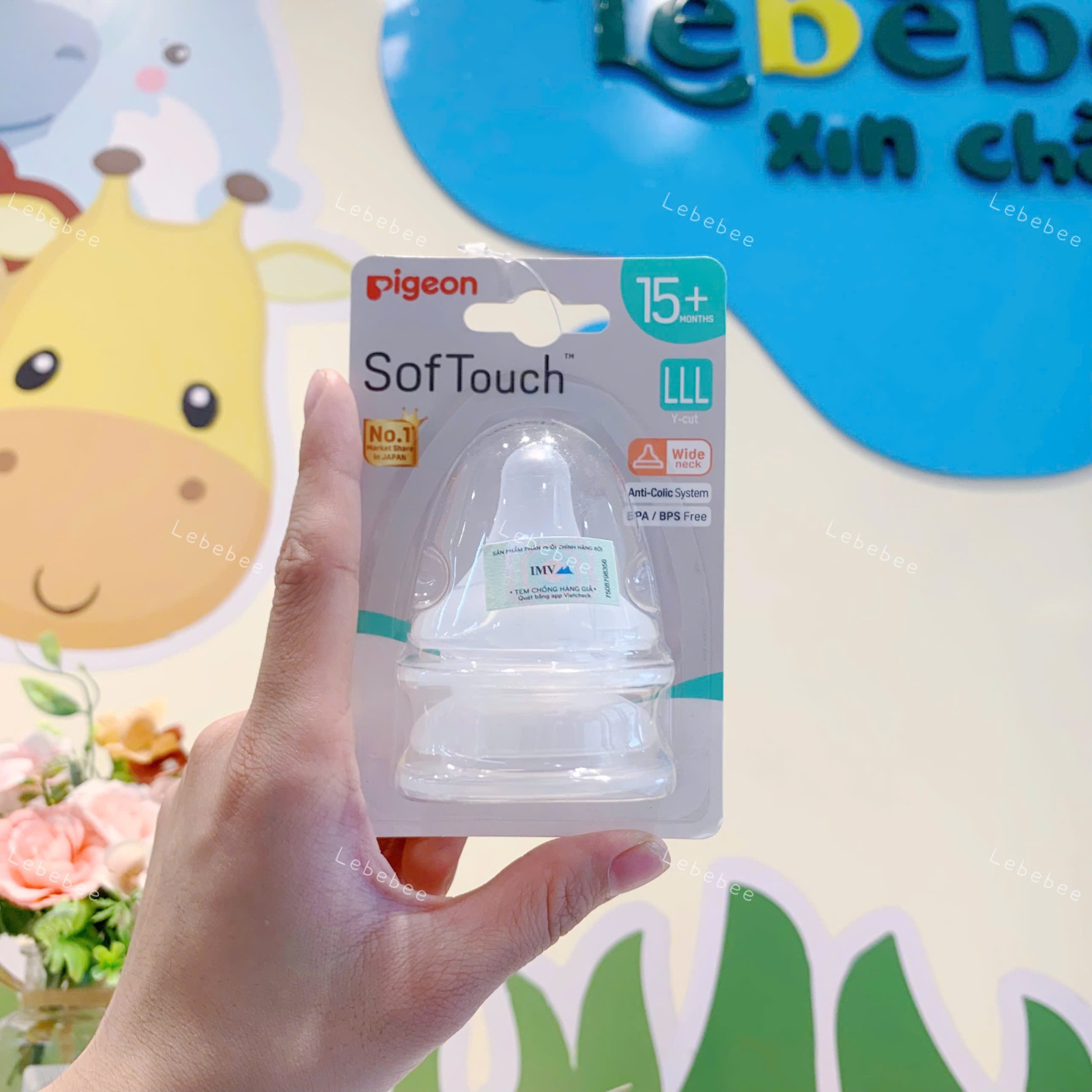 Núm ti pigeon silicone siêu mêm plus WN3 size LLL 15m+