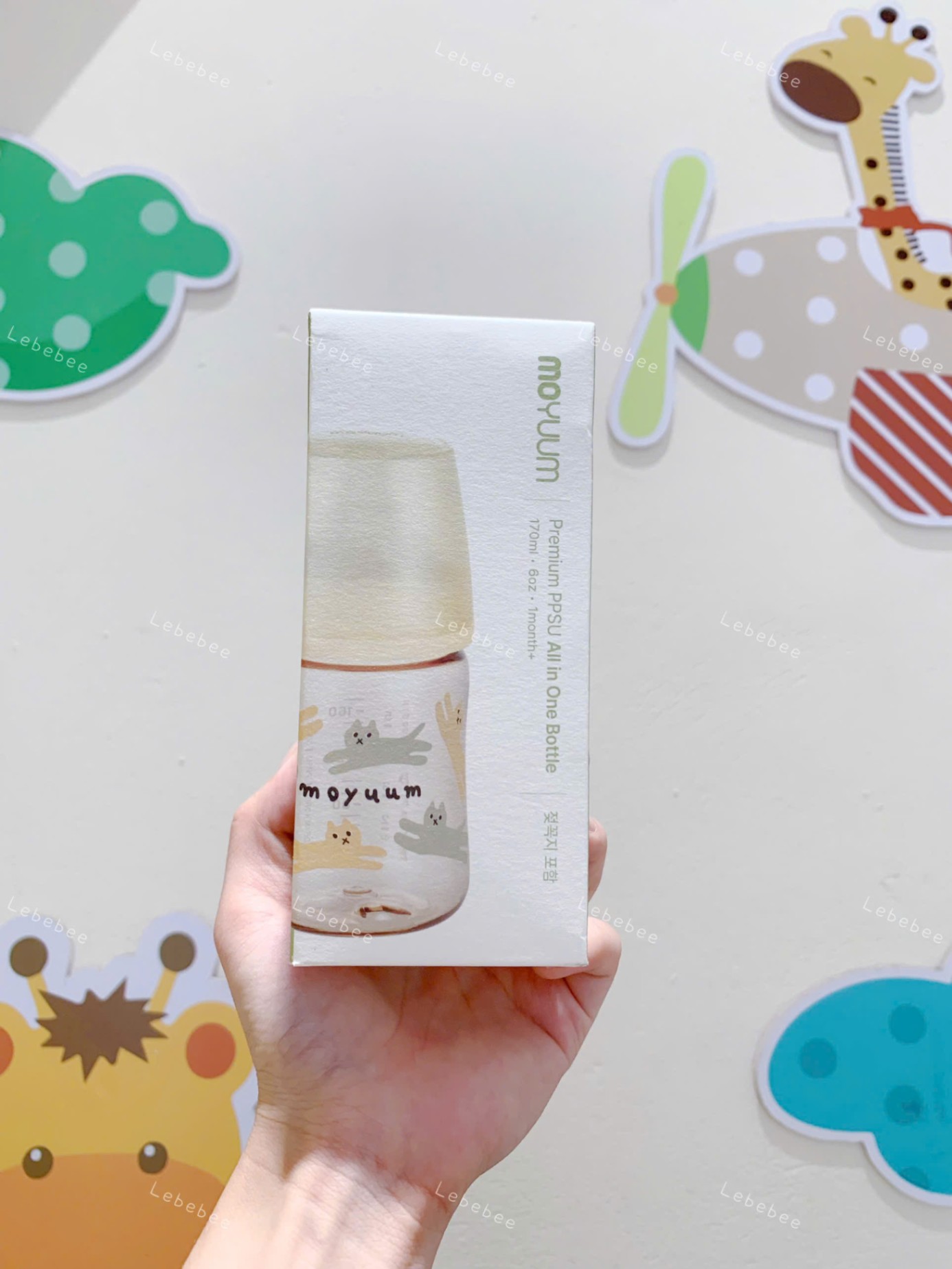 Bình PPSU Moyuum thế hệ 3 cho bé từ 1m+ mẫu mèo - 170ml