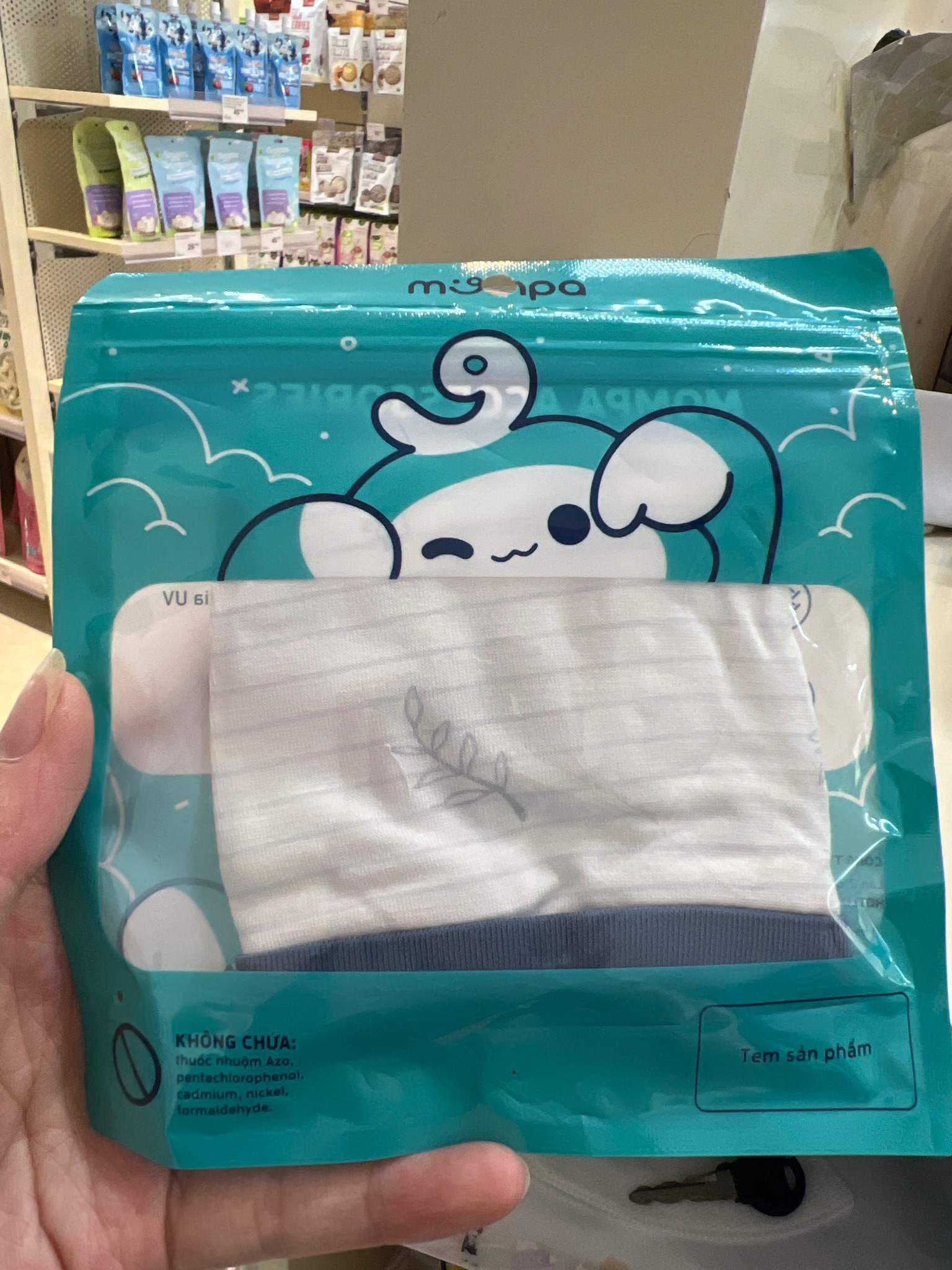 955 Mũ sơ sinh mompa  Modal màu kẻ sóc