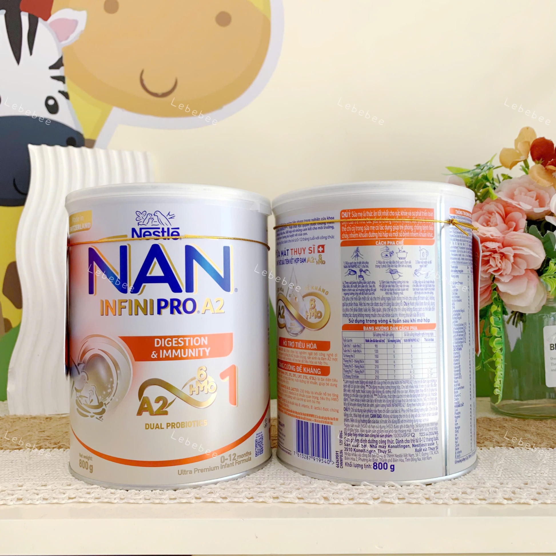 Sữa NAN INFINIPRO A2 6HMO và Dual Probiotic số 1 800g (0-12 tháng)