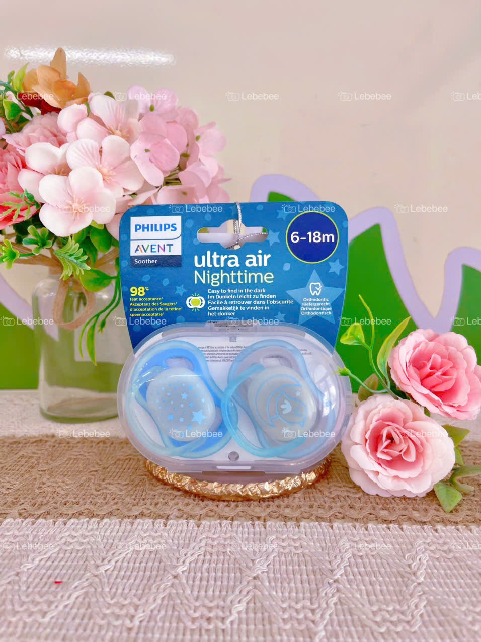 Ty ngậm Philips Avent ban đêm choi bé tư 6 - 18 tháng tuổi ( vỉ đôi ) SCF376/21