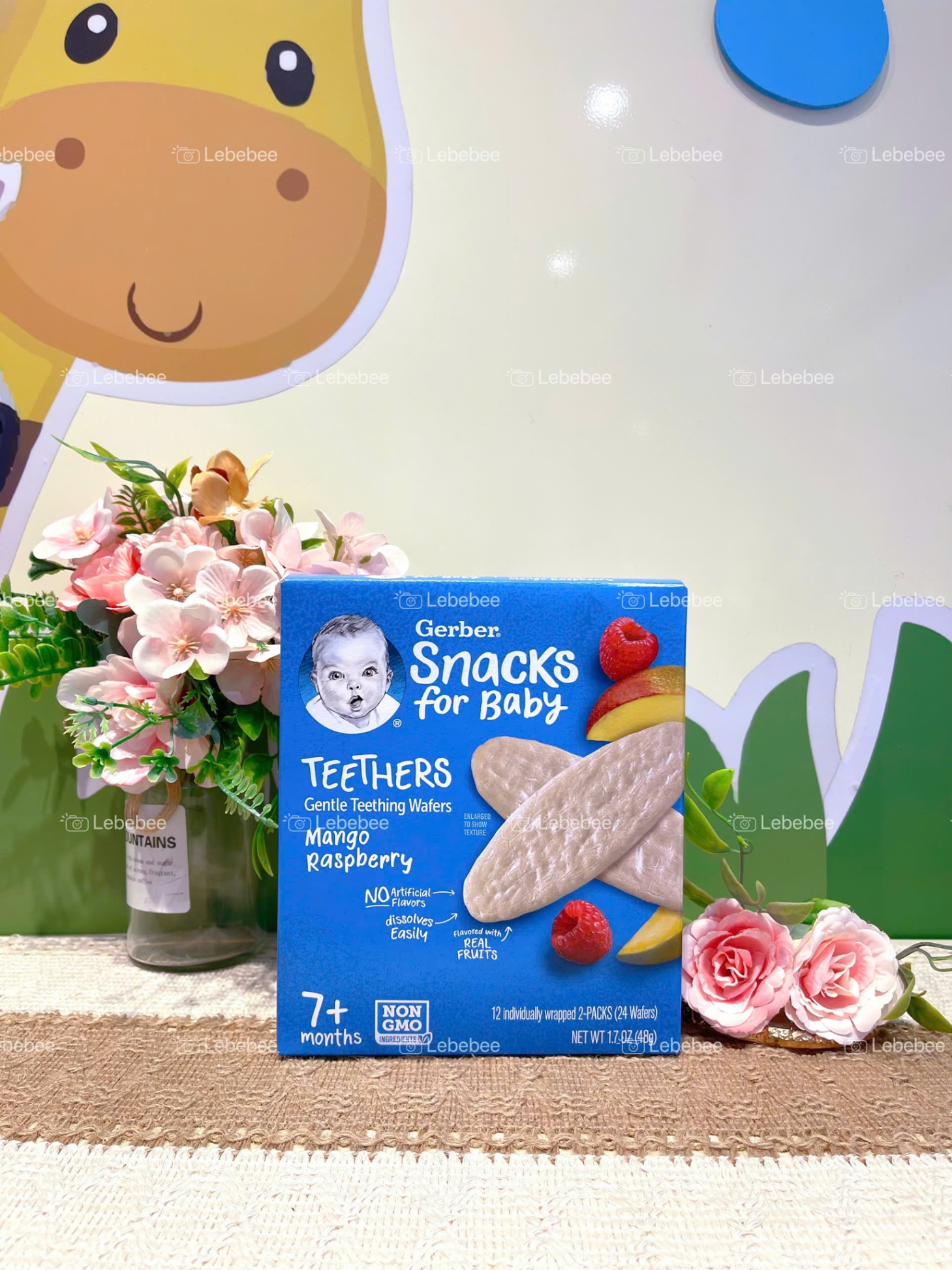 Bánh ăn dặm Gerber vị Xoài, Mâm Xôi cho bé từ 7 tháng 12x2 48g
