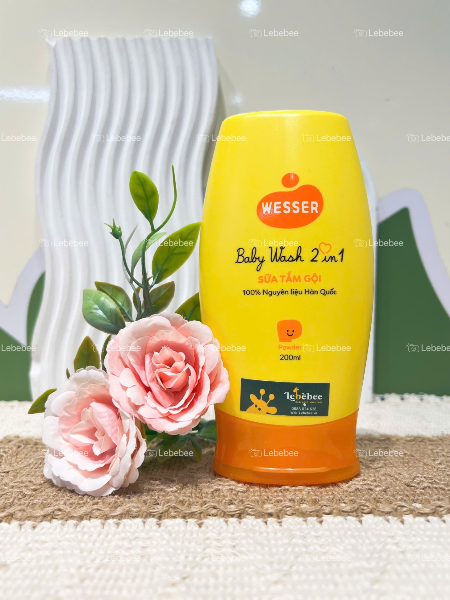 Sữa tắm gội em bé wesser Hương phấn 200ml ( nắp cam )