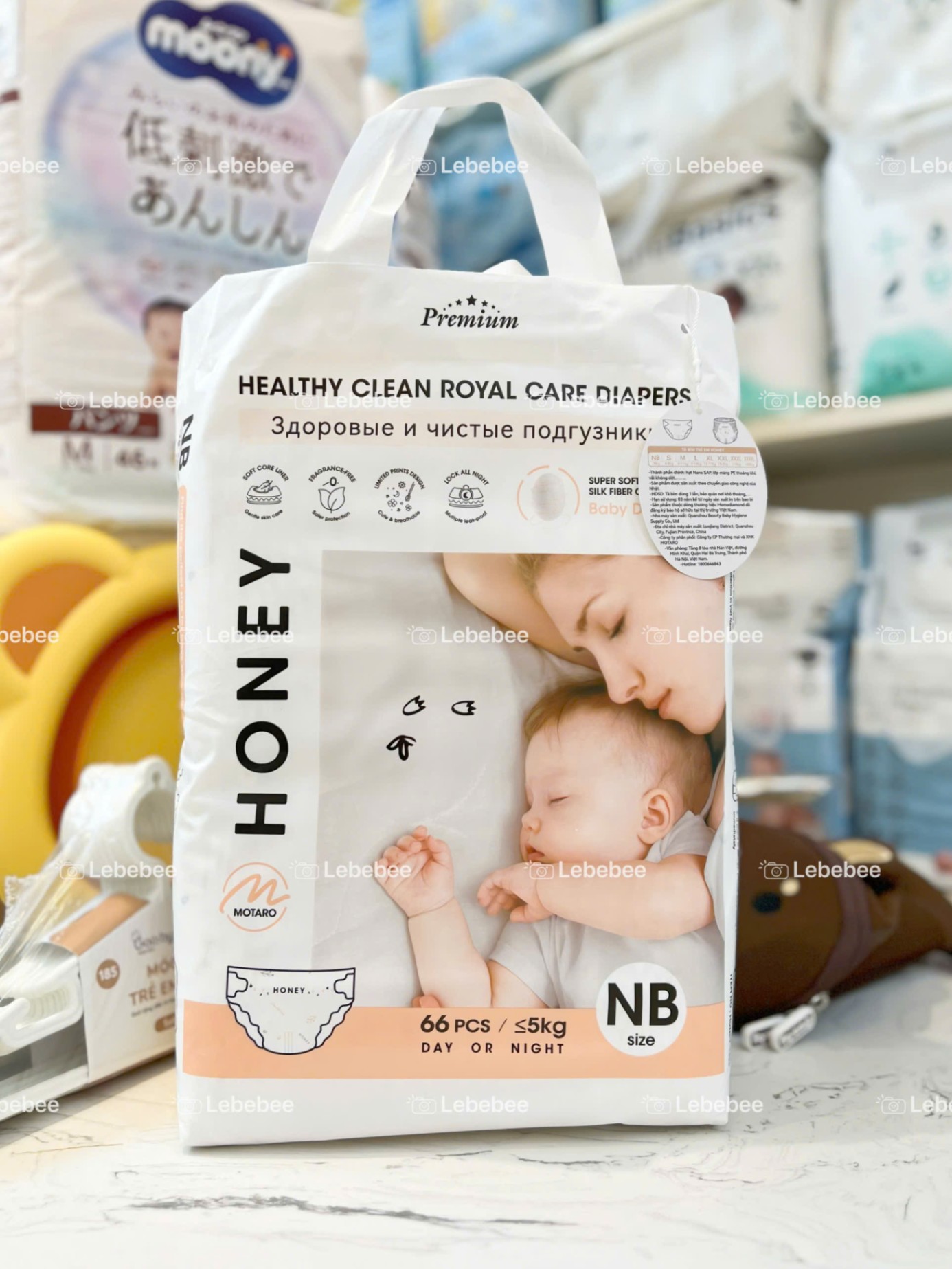 Bỉm tơ tằm Honey premium NB 66 miếng (~5kg)