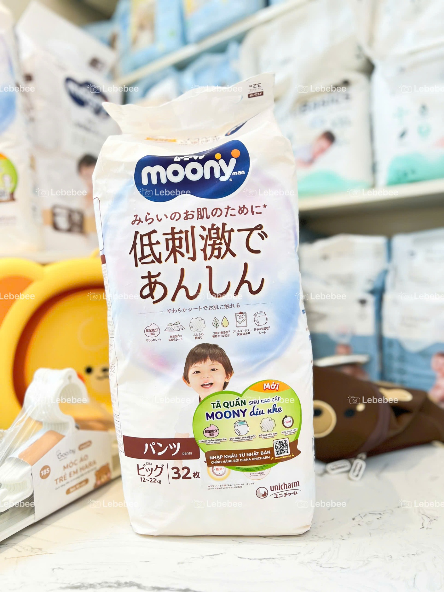 Tã quần Moony Natural size XL 12-22kg 32 miếng