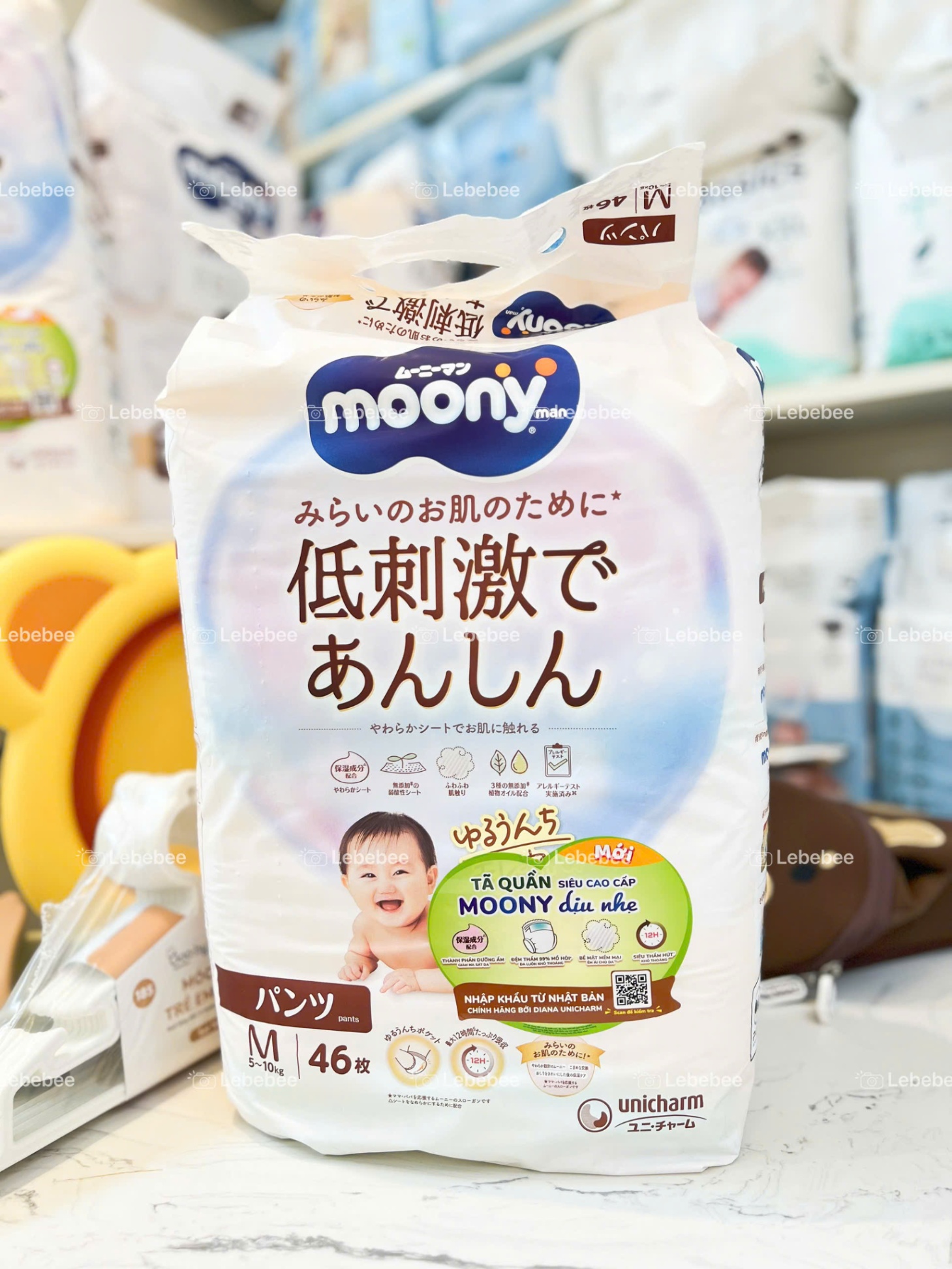 Tã quần Moony Natural size M 5-10kg 46 miếng