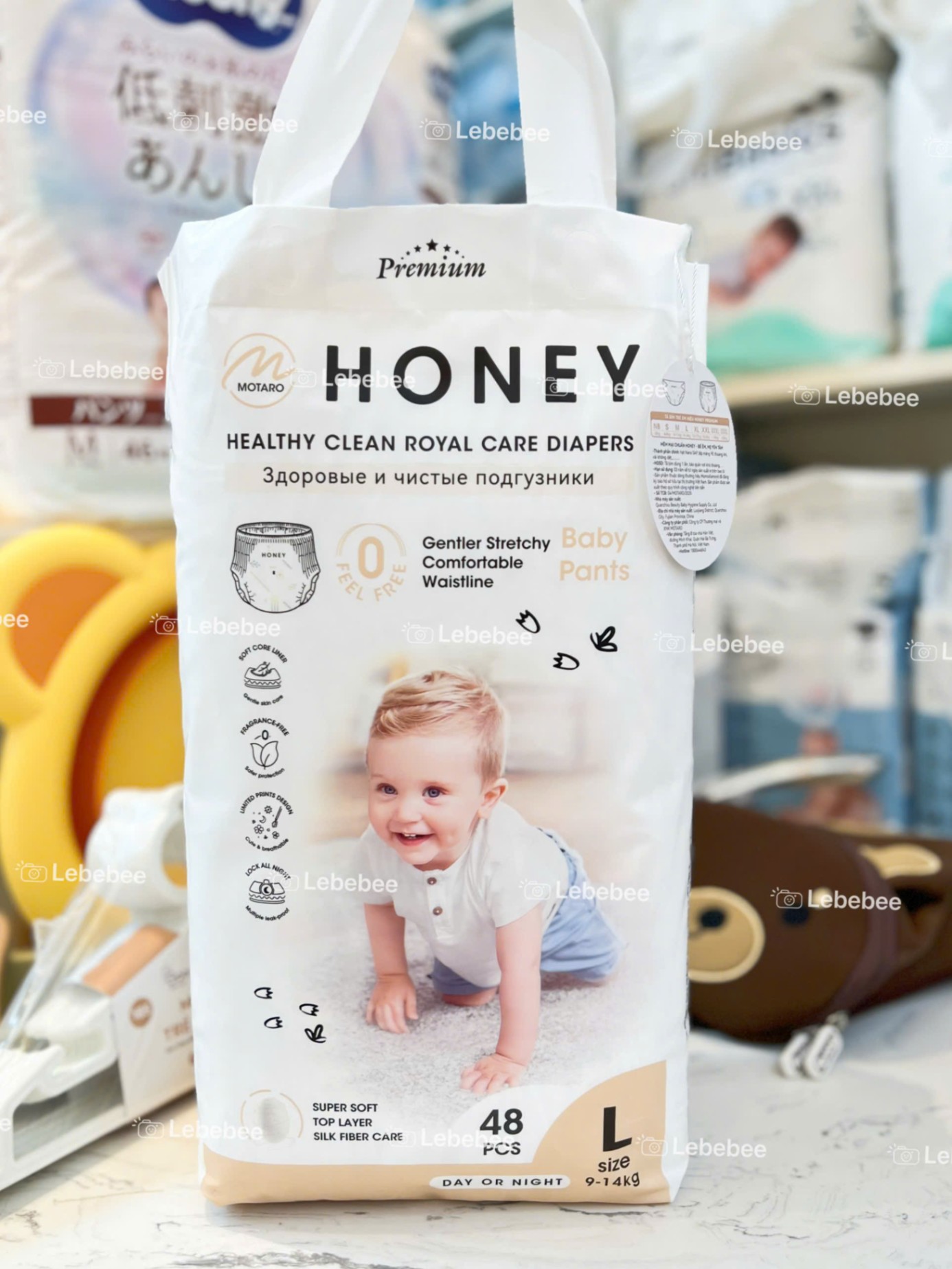 Bỉm tơ tằm Honey premium quần L48 ( 9-14kg)
