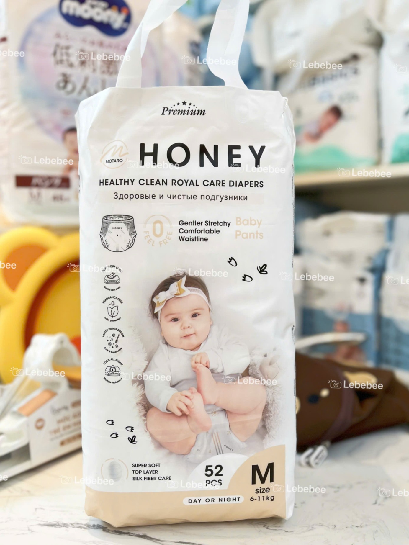 Bỉm tơ tằm Honey premium quần M52 (6-11kg)