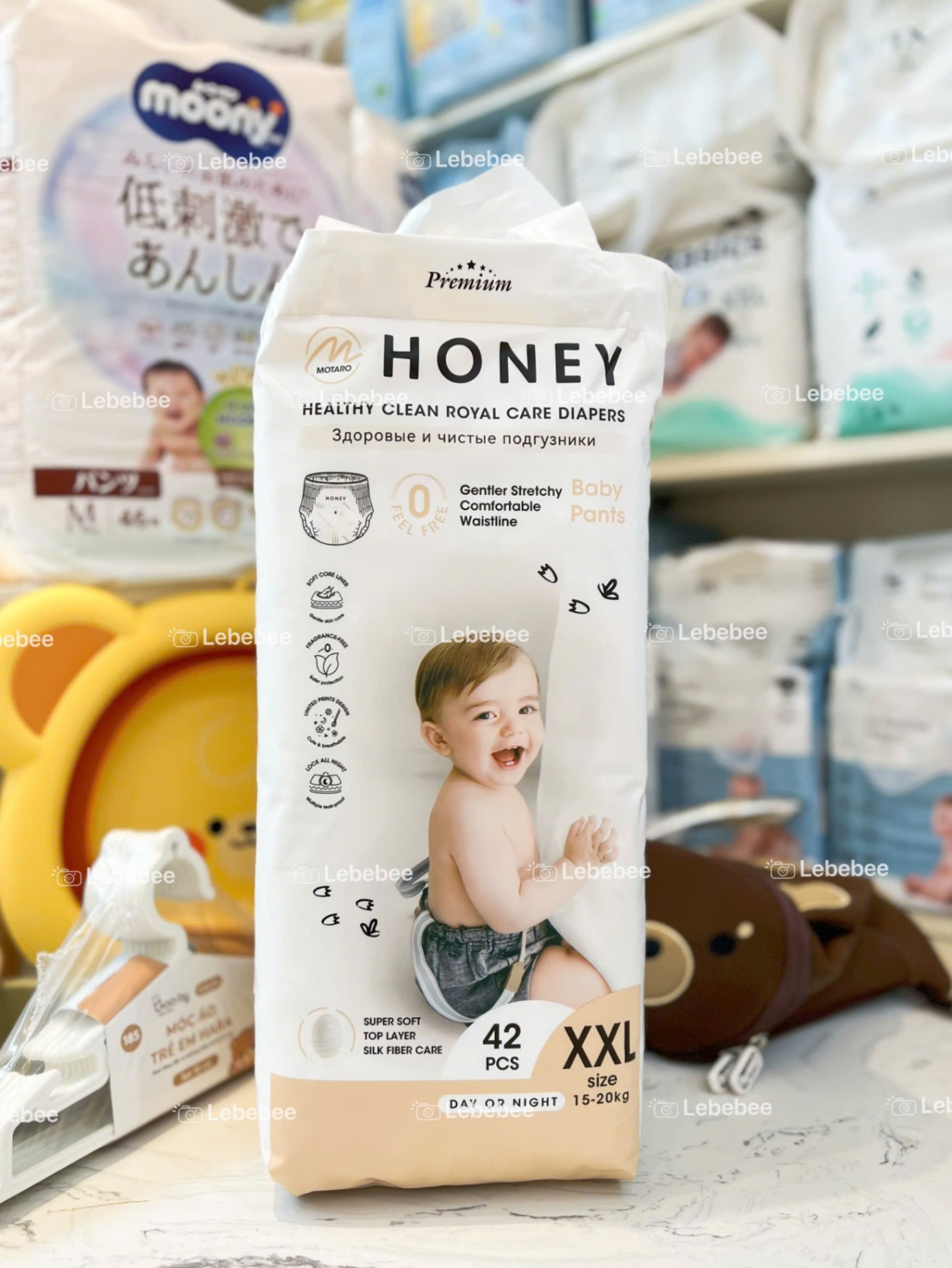 Bỉm tơ tằm Honey premium quần 2XL 42 miếng (15-20kg)
