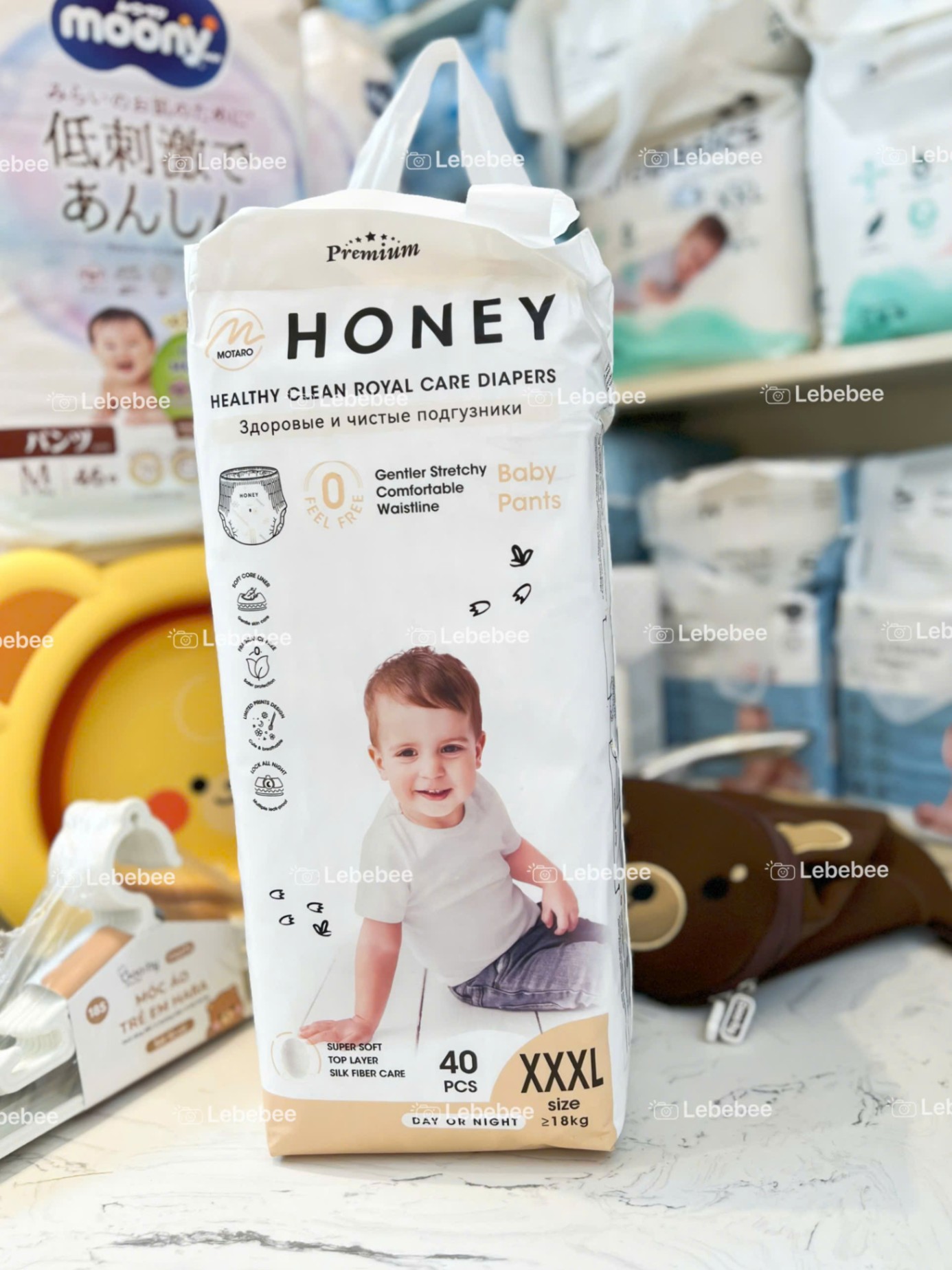 Bỉm tơ tằm Honey premium quần 3XL 40 miếng ( trên 18kg)