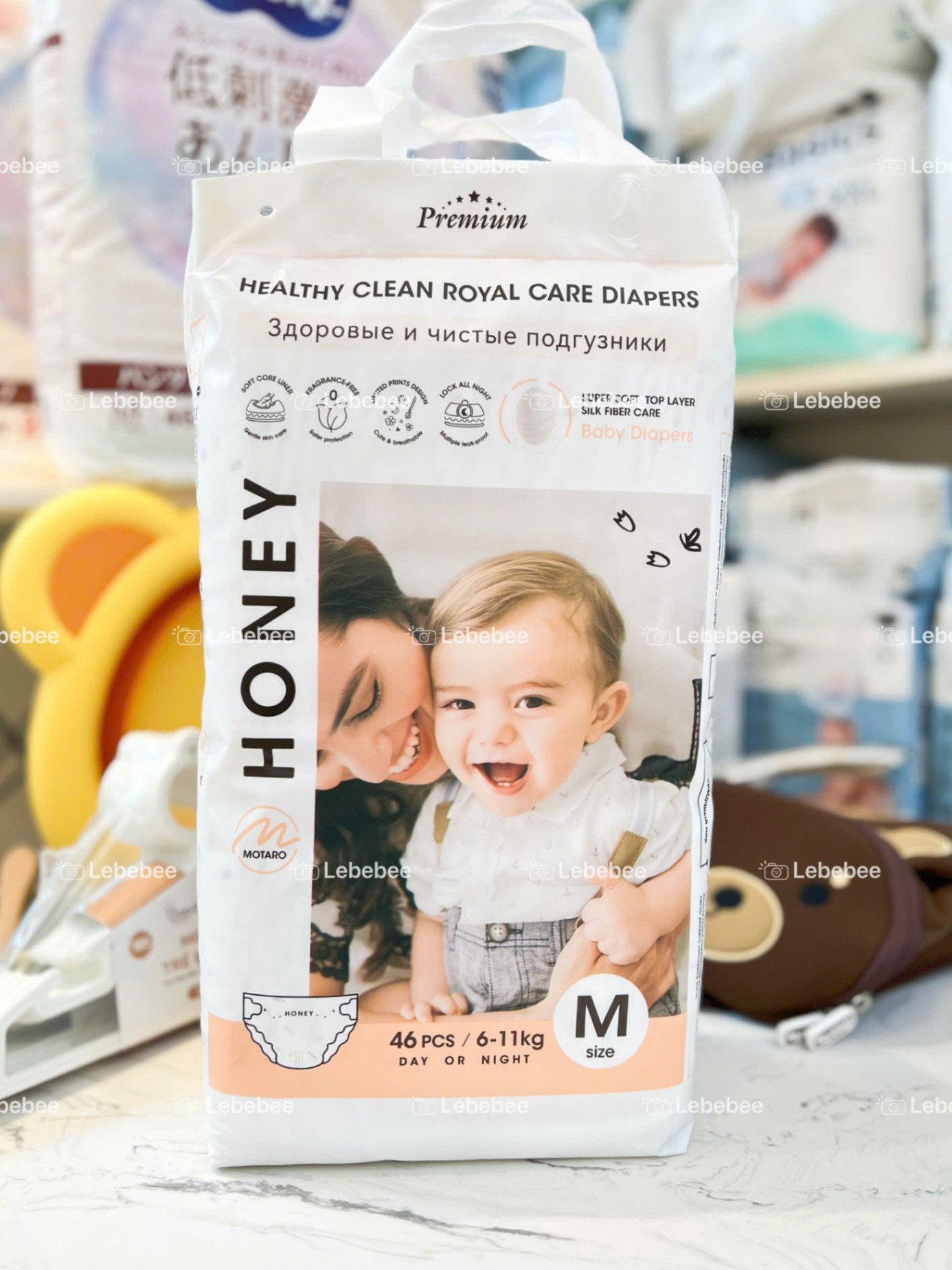 Bỉm tơ tằm Honey premium dán M46 (6-11kg)