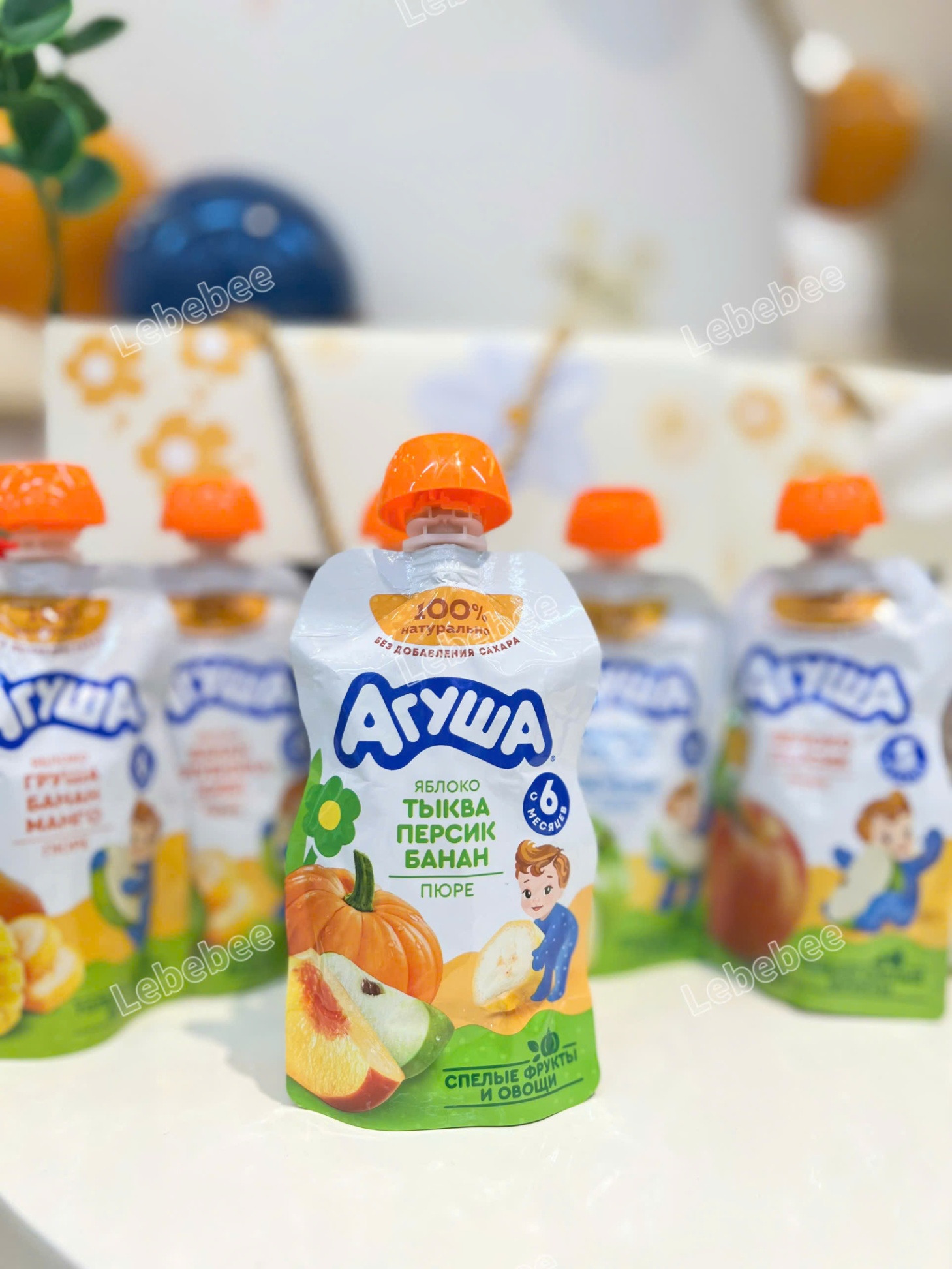 Trái cây nghiền vị táo, đào, chuối và bí ngô Agusha 90g dành cho bé từ 6 tháng trở lên