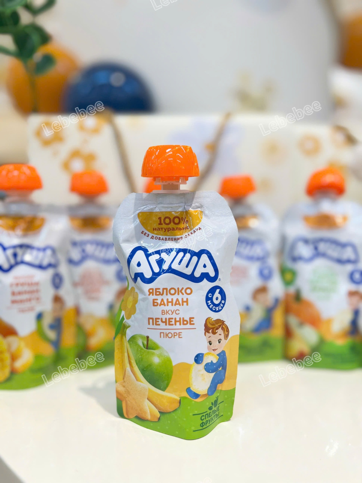 Trái cây nghiền vị táo, chuối và bánh quy Agusha 90g dành cho bé từ 6 tháng trở lên
