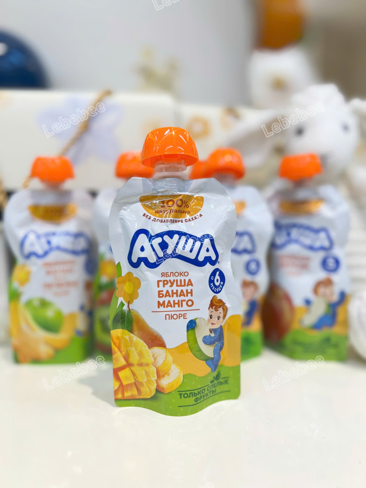 Trái cây nghiền vị táo, lê, chuối và xoài Agusha 90g dành cho bé từ 6 tháng trở lên