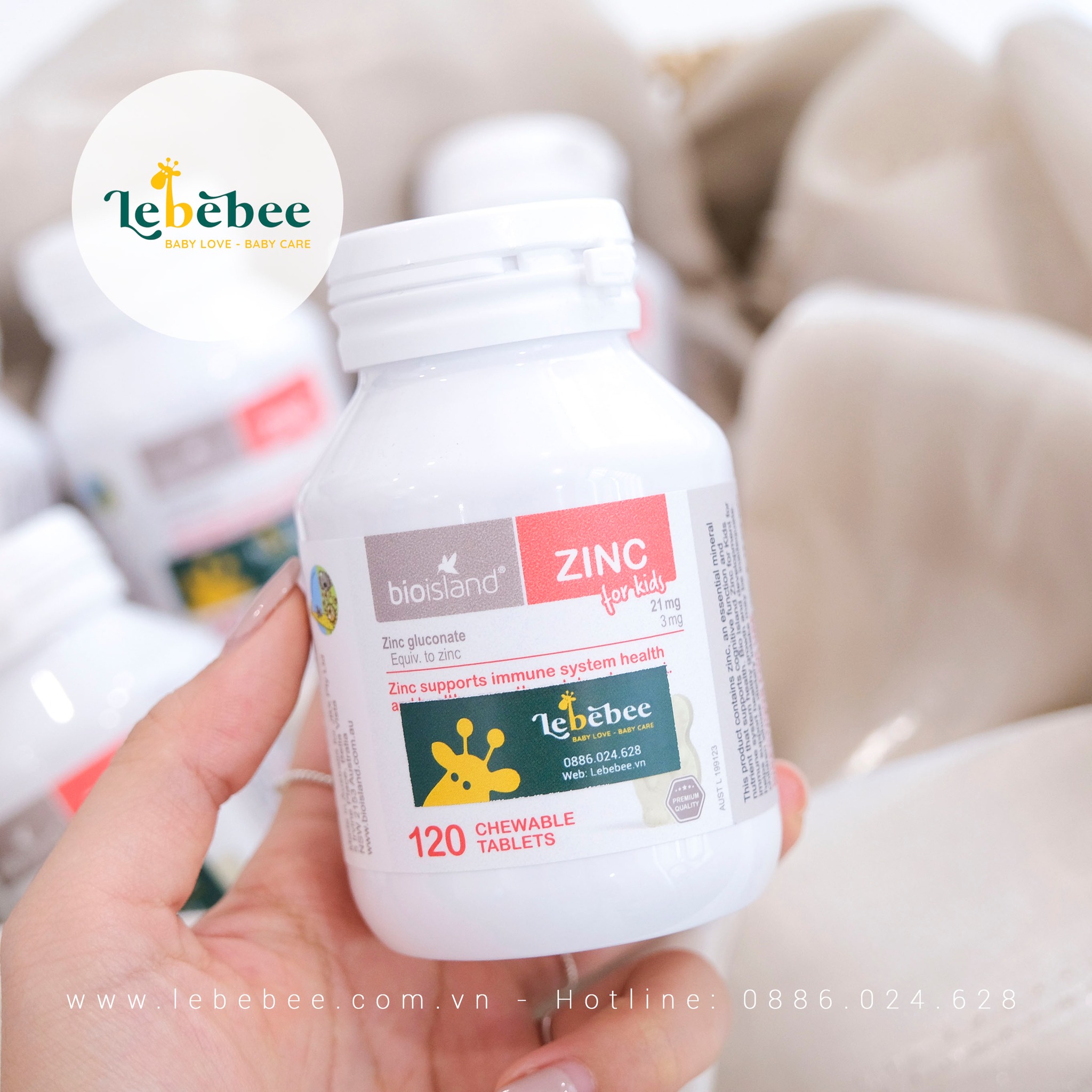 Kẽm gấu cho bé trên 1 tuổi - Bio Island ZinC (120 viên)- Hàng nhập khẩu có tem phụ