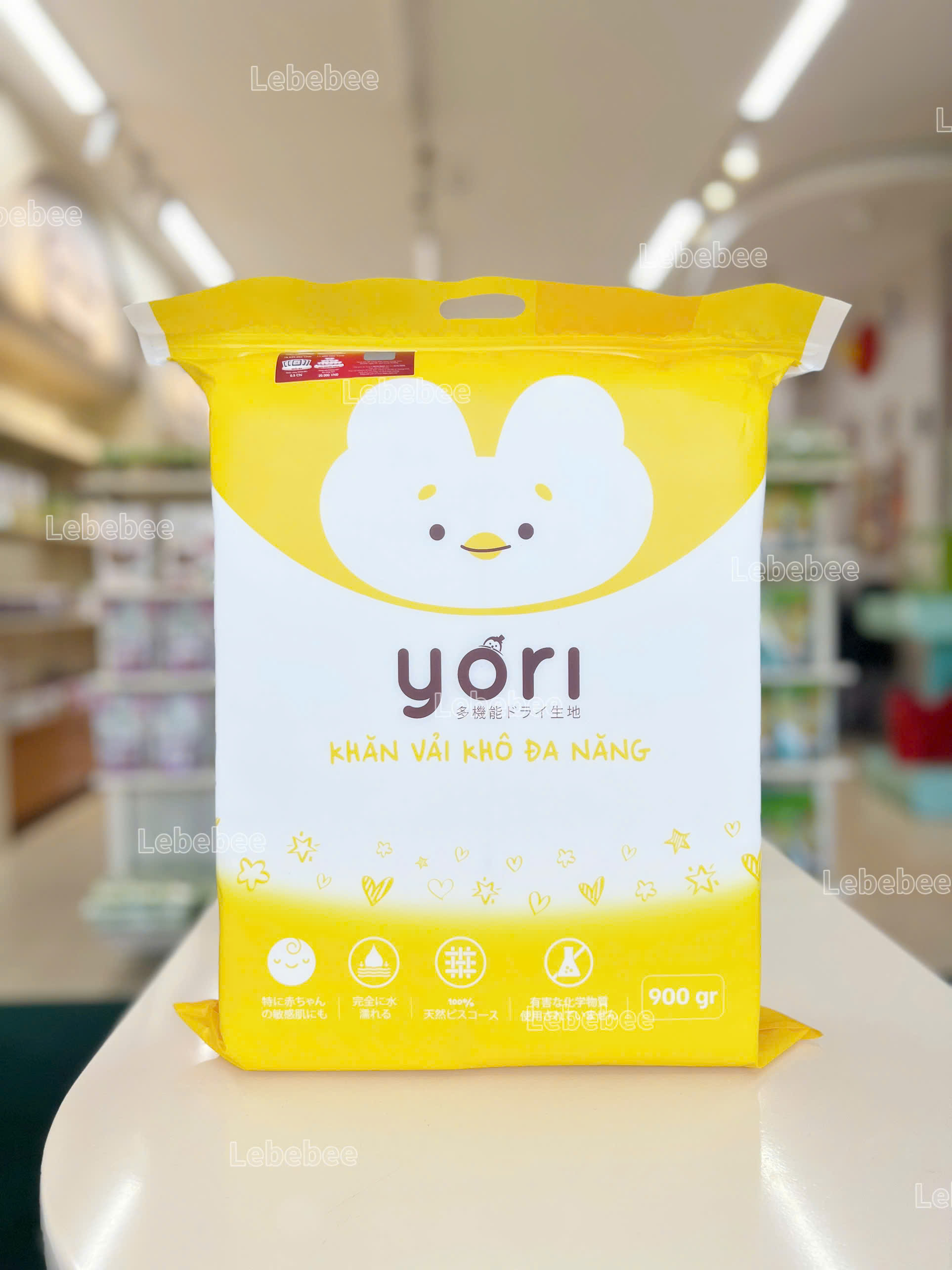 Khăn vải khô đa năng yori vải trơn thỏ vàng 900g