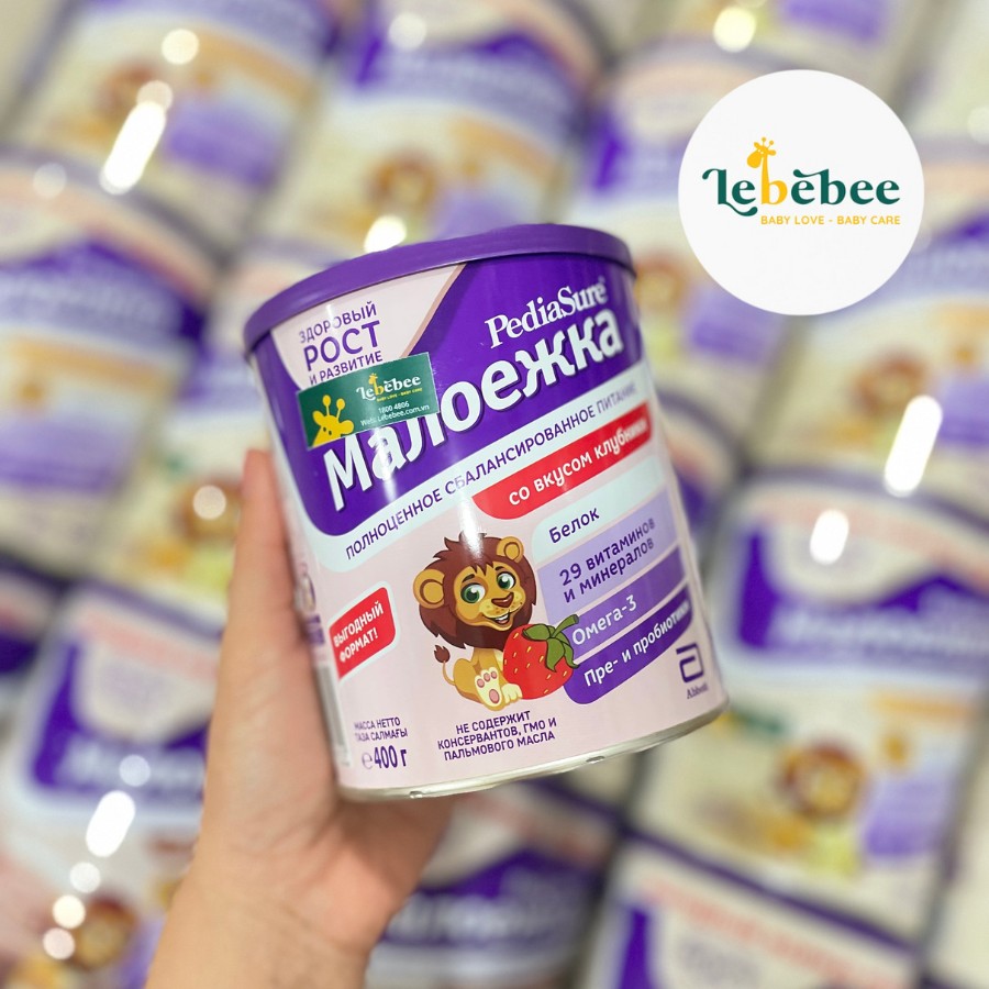 Sữa bột Pediasure Nga 400g vị Dâu (cho bé 1-10 tuổi) Nhập khẩu có tem phụ