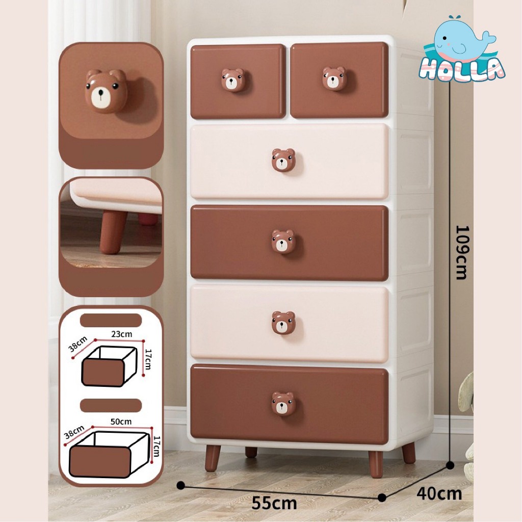 Tủ nhựa ngăn kéo gấu nâu 5 tầng  Holla -09209