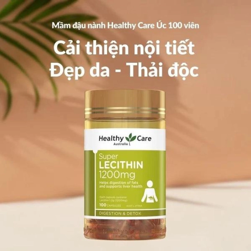 Viên uống mầm đậu nành Healthy Care Super Lecithin 1200mg Hộp 100v