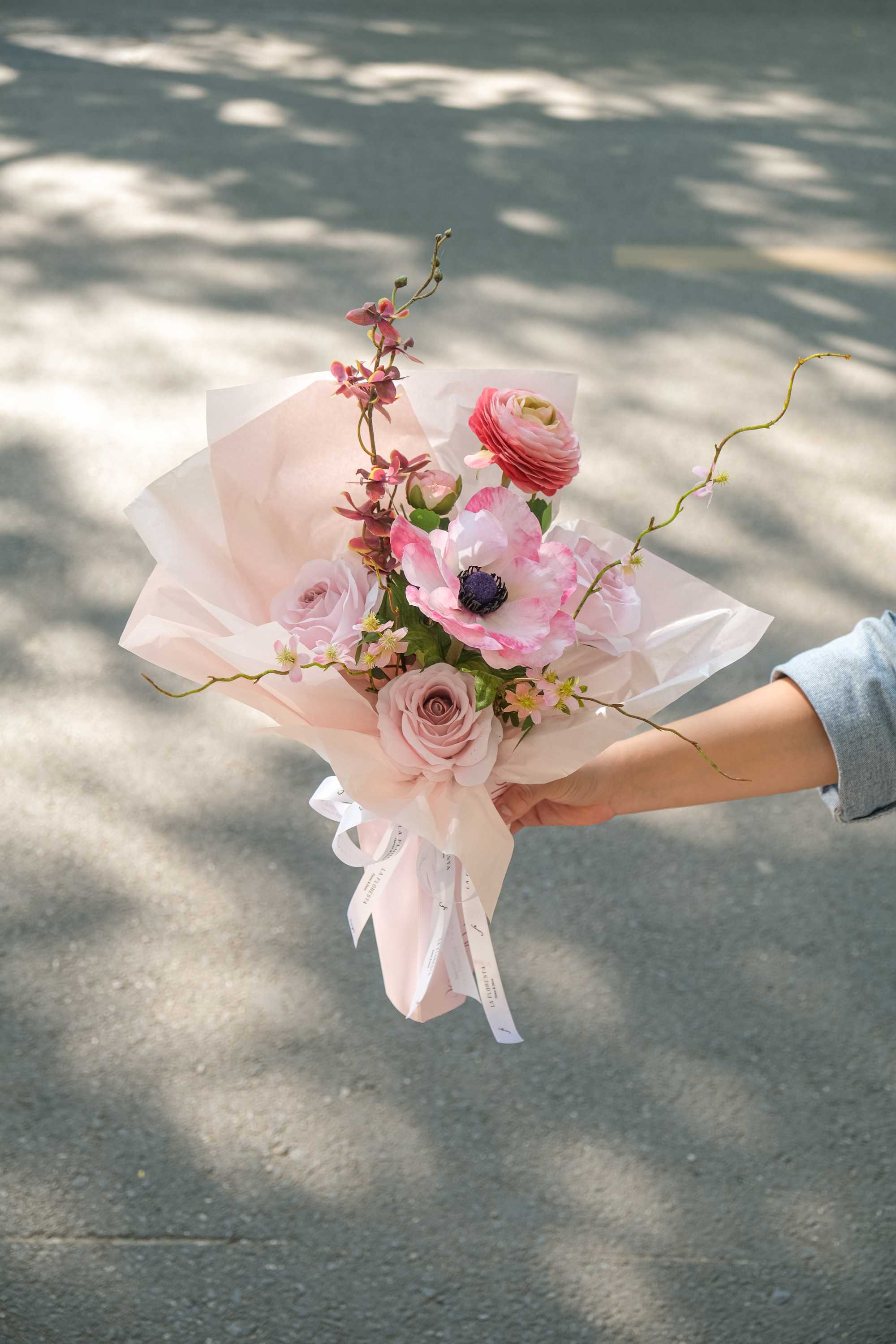 bó hoa tặng sinh nhật tone hồng