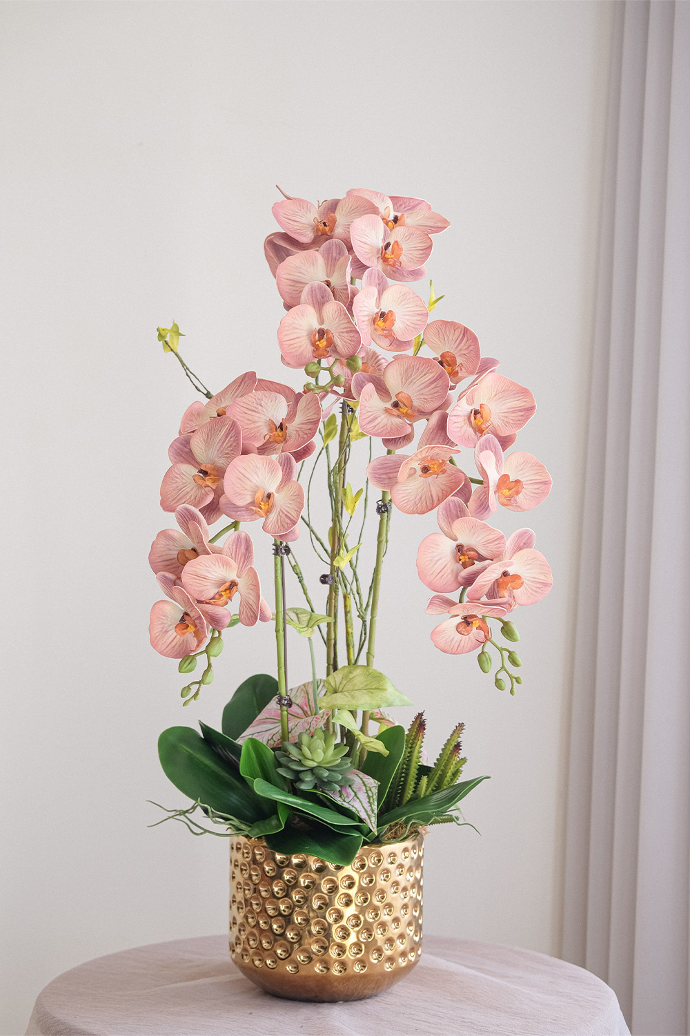 Bình hoa lan hồ điệp xốp tone nâu