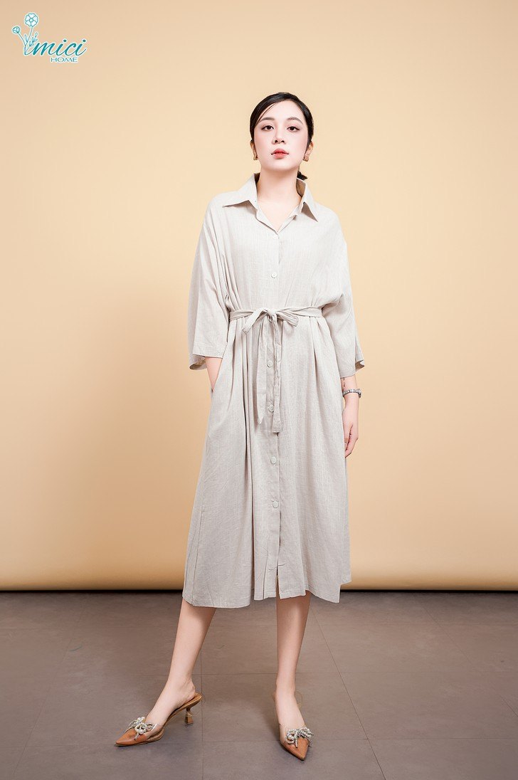 TN4E - ĐẦM LINEN MÀU CỔ ĐỨC 1-6747AR