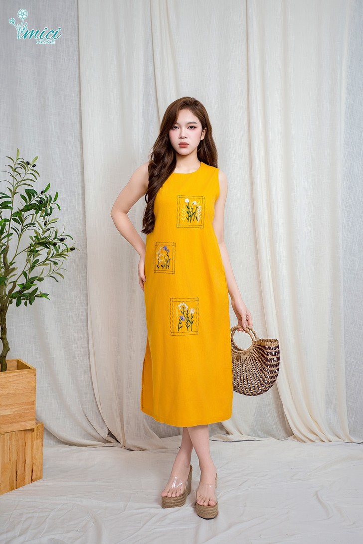 VS5A - ĐẦM LINEN THÊU GILE 1-6871AR