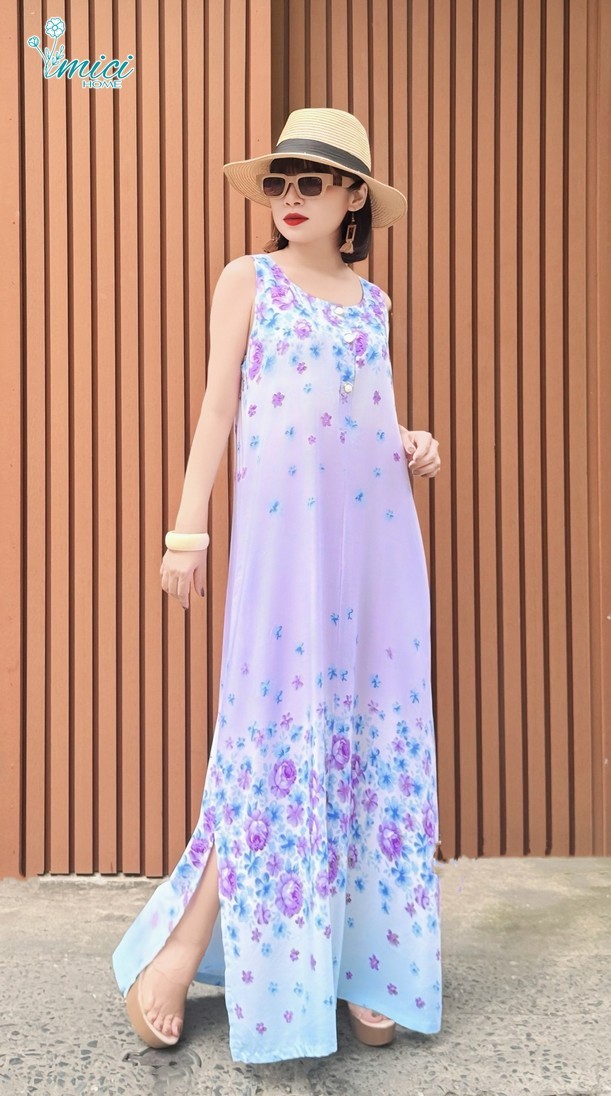 VN5V - ĐẦM MAXI LANH HOA CHÂN 1-6968AR