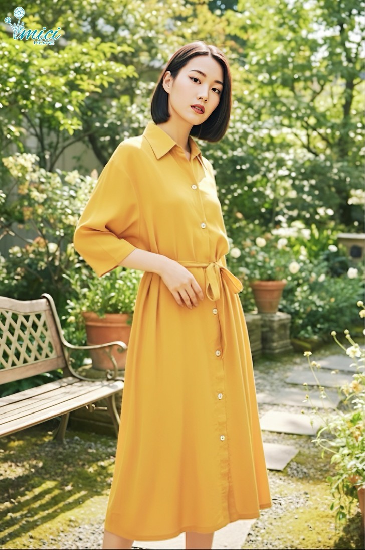 TN4E - ĐẦM LINEN MÀU CỔ ĐỨC 1-6747AR