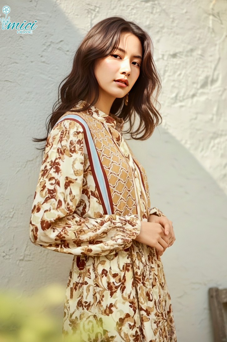 TN5 - ĐẦM MAXI LANH HOA CHÂN DÀI TAY 1-7045AR