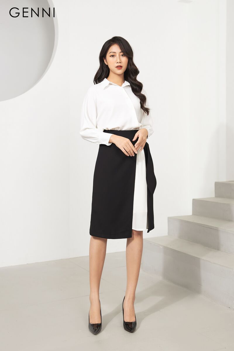 chân váy công sở xẻ tà