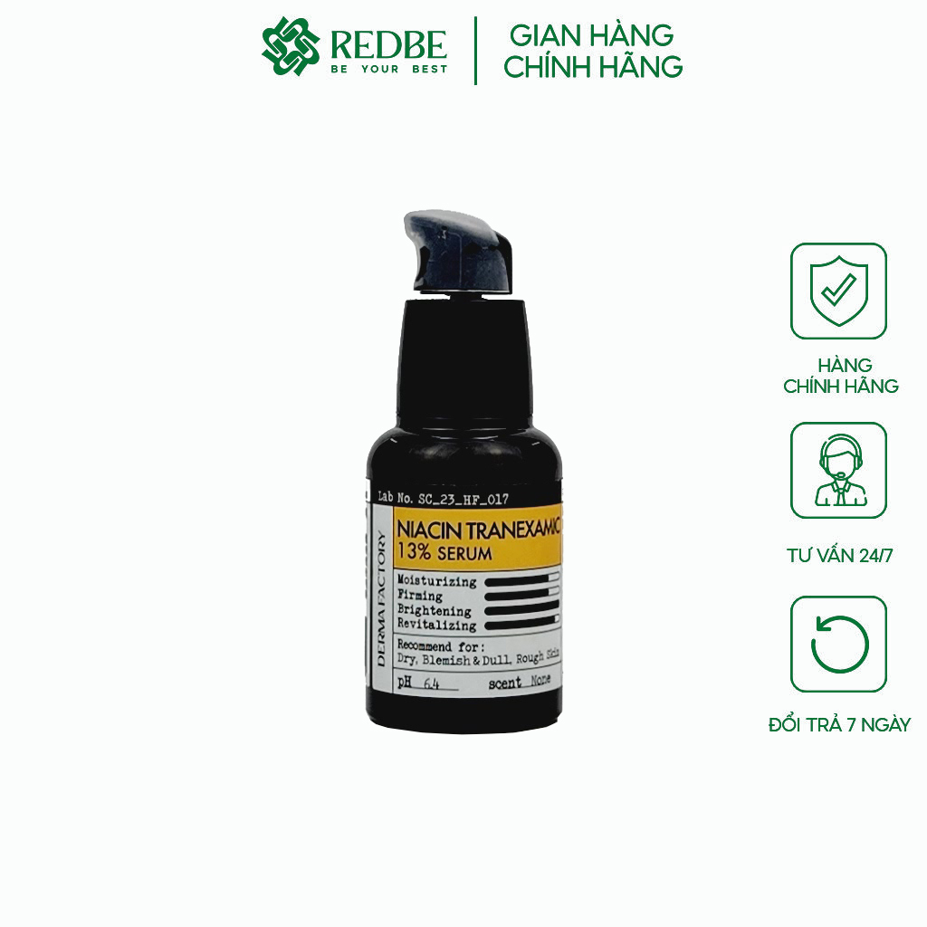 DERMA FACTORY Niacin Tranexamic 13% Serum Dưỡng Trắng Mờ Thâm Nám